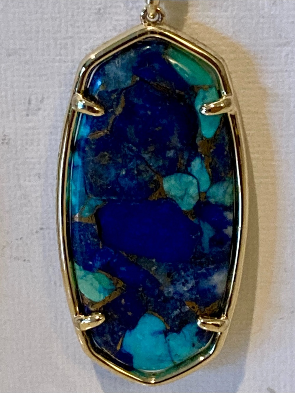 NWT Kendra Scott Elle gold earrings in bronze veined lapis turquoise magnesite - Picture 3 of 7